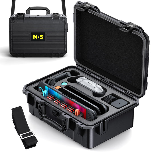 Switch 2 Super Hard Carrying Case  WAXITY Tpartyl Case for Nintendo Switch 2/1 Console Accessories All in one Large Capacity Storage for Pro Controller Dock Grip Professional Deluxe IP67 Waterproof Bag