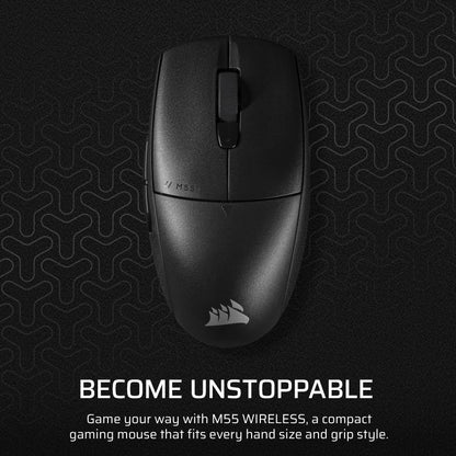 Corsair M55 Wireless Gaming Mouse - 24,000 DPI, 2.4GHz & Bluetooth, 6 Programmable Buttons, Lightweight, Black