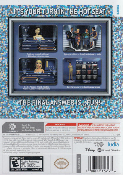 Ubisoft Who Wants to be a Millionaire? - Nintendo Wii Game, Model 17617