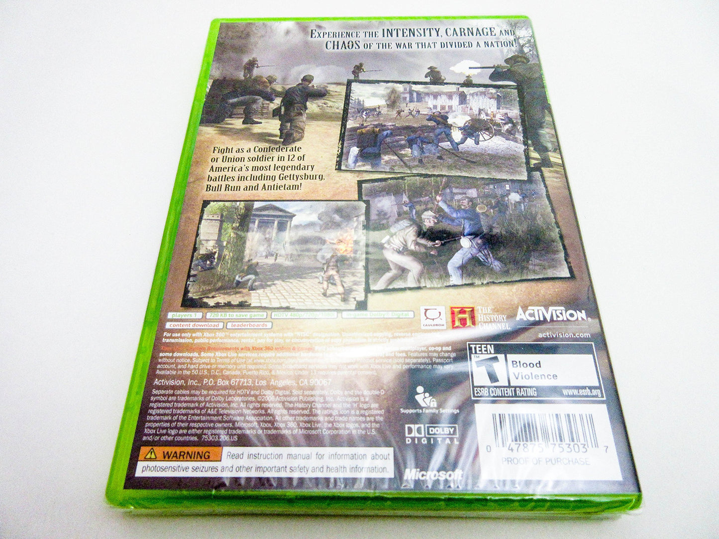 ACTIVISION History Channel Civil War: A Nation Divided - Xbox 360 Game, Model 75303