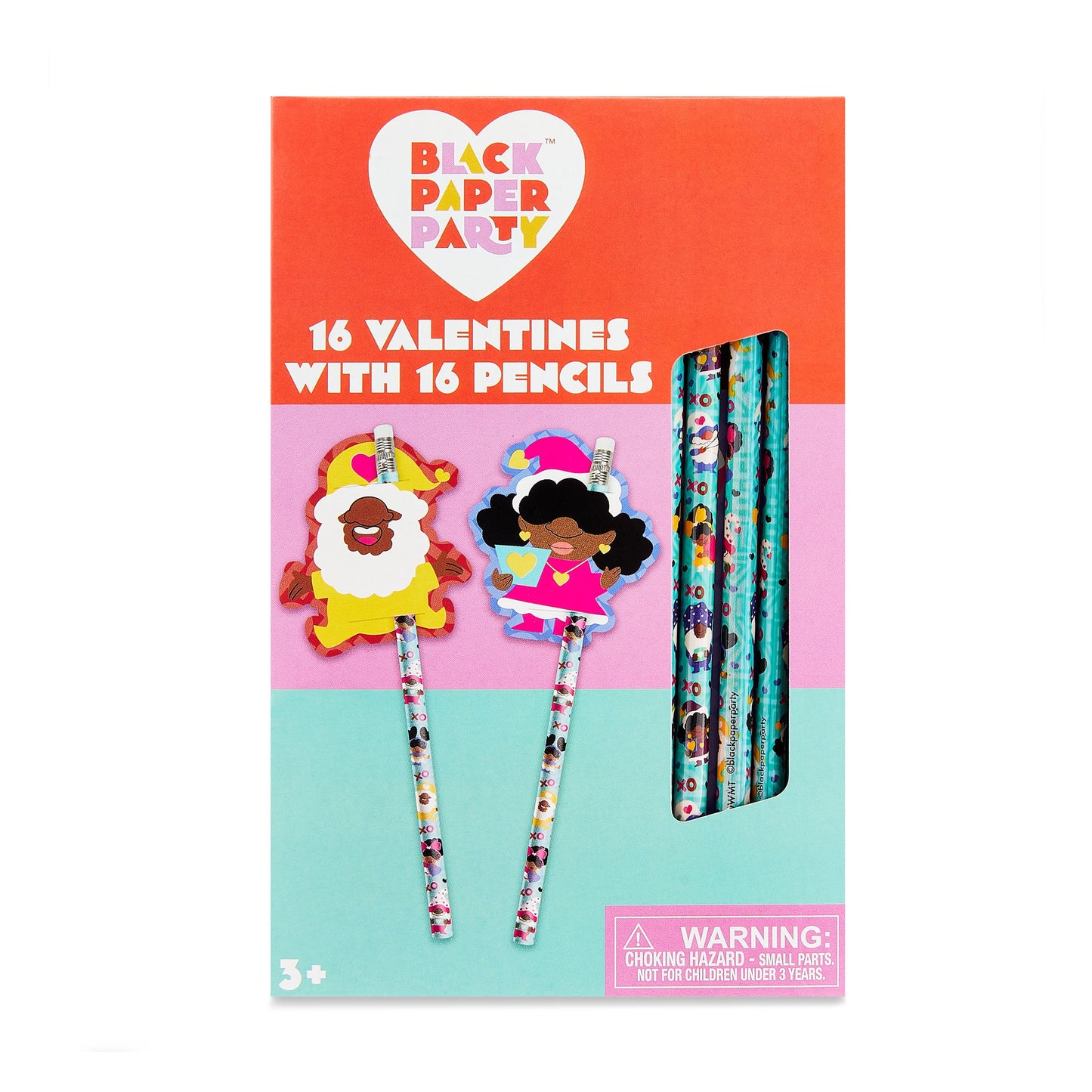 Black Paper Party ValentineS Day Cards, Pencils,16 Count, Paper, Greeting Card Set, Classroom