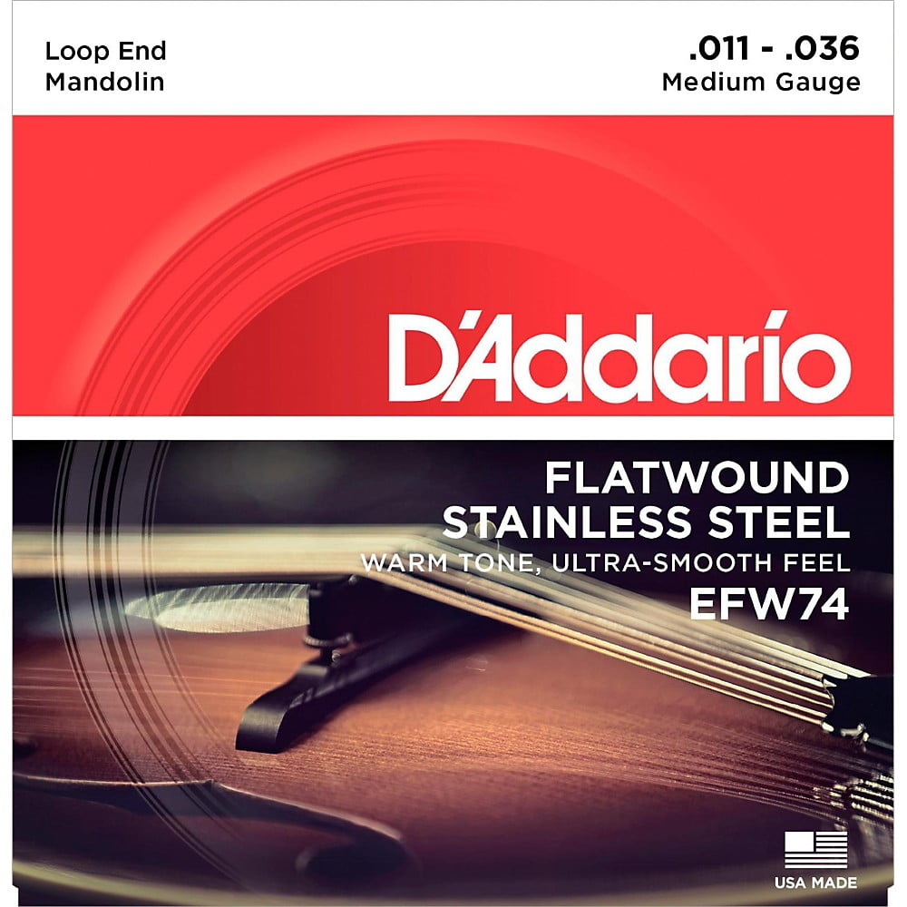 DAddario Efw74 Flatwound Mandolin Strings, Stainless Steel, Medium, 11-36