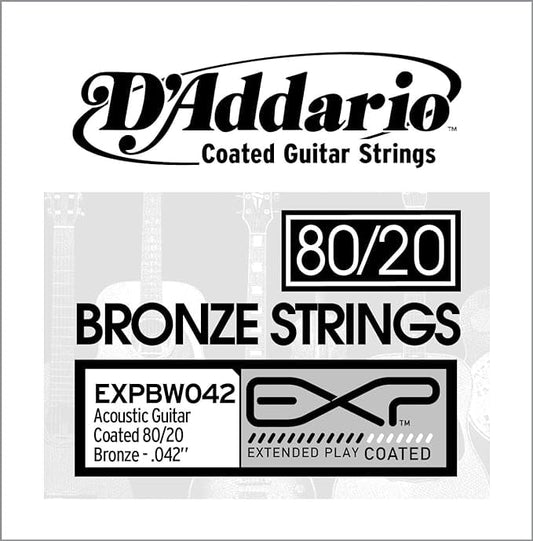 DAddario Expbw042 Exp Coated 80/20 Bronze Single String, 042