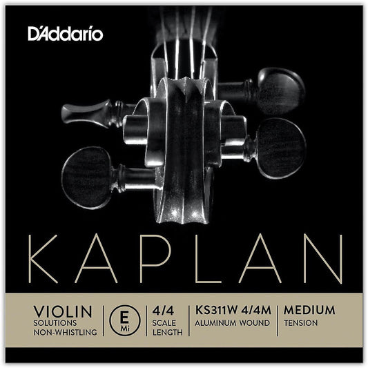 DAddario Kaplan Non-Whistling Violin Aluminum Wound E String, 4/4 Scale
