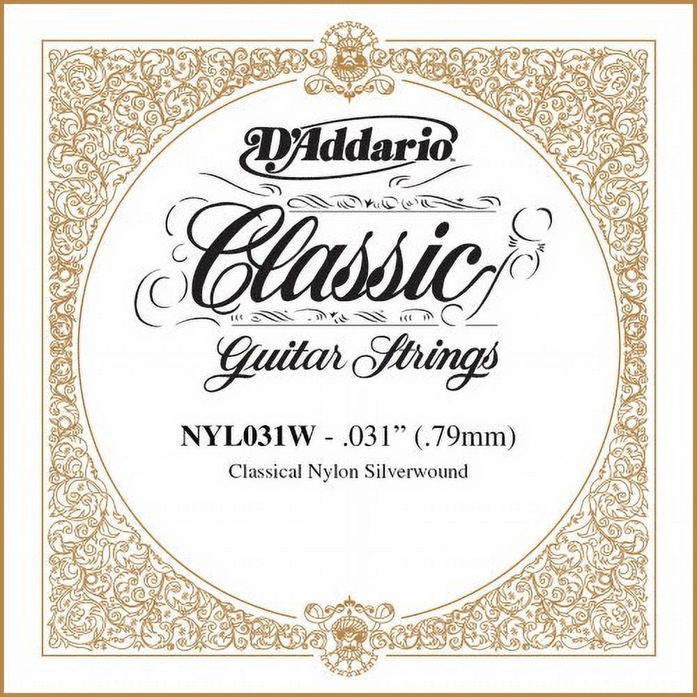 DAddario Nyl031W Silver-Plated Copper Classical Single String, .031