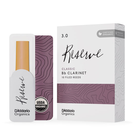 DAddario Organic Reserve Classic Bb Clarinet Reeds, Strength 3.0, 10-Pack