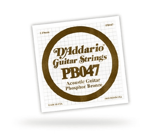 DAddario Pb047 Phosphor Bronze Wound Acoustic Guitar Single String, 047