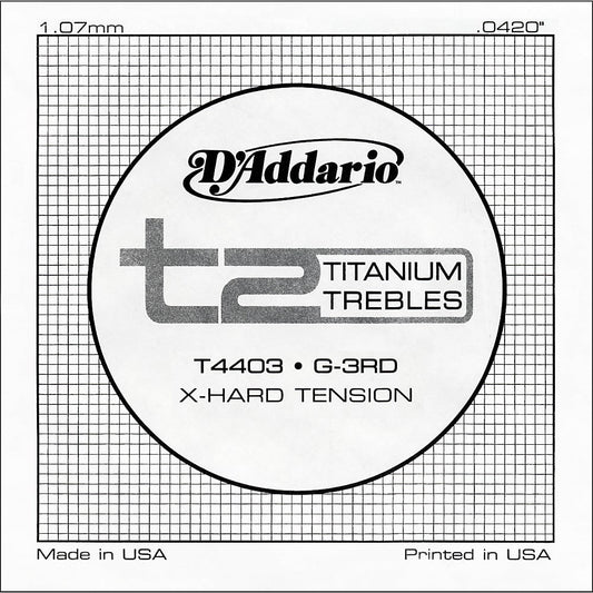 DAddario T4403 T2 Titanium X-Hard Single String