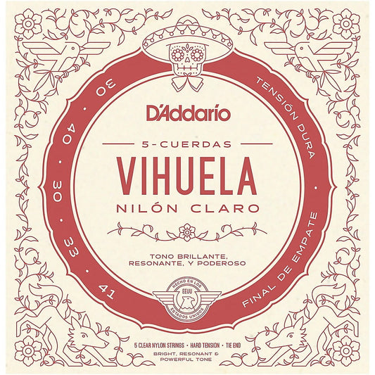 DAddario Vihuela 5 String Set, Clear Nylon, Hard Tension