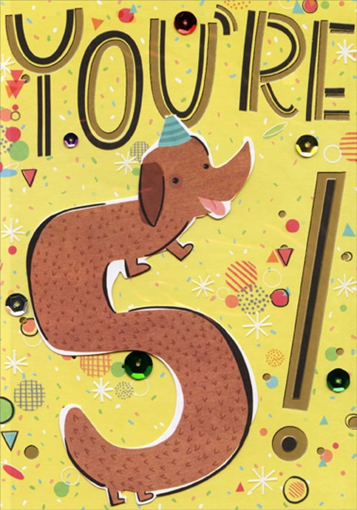 Designer Greetings Wiener Dog Spring Activated Pop Out Age 5 / 5Th Birthday Card For Boy With Stickers