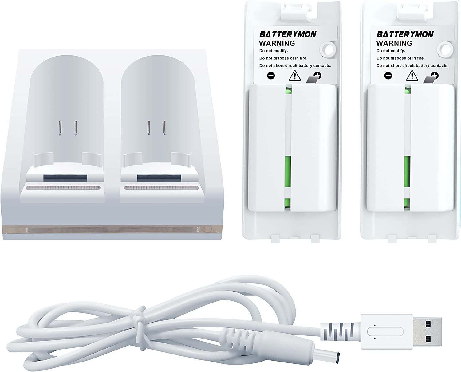 Dual Charging Station Dock + 2Pcs 2800Mah Rechargeable Y Pack For Wii/Wii U Remote Game Conroller, Controller