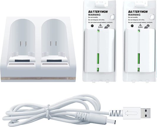 Dual Charging Station Dock + 2Pcs 2800Mah Rechargeable Y Pack For Wii/Wii U Remote Game Conroller, Controller