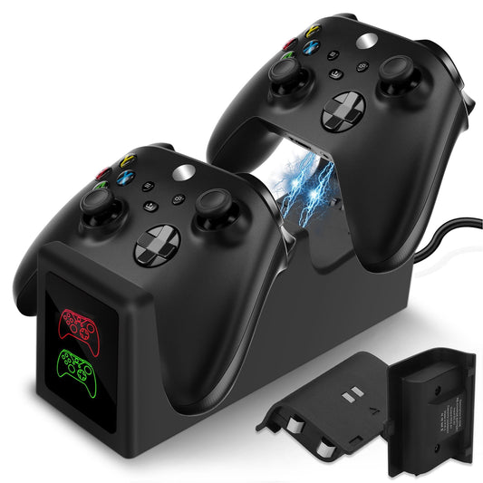 Dual Controller Charging Station Fit For Xbox Series S/X Controllers, Tsv Fast Charging Dock With 2 X 1200Mah Rechargeable Batte
