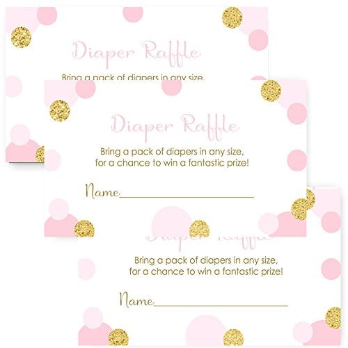 Elegant Pink And Gold Diaper Raffle Tickets By Paper Clever Party - 25 Pack