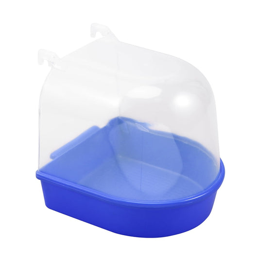 Hemoton Caged Bird Bath Multi Cage Bird Bath Covered For Small Brids Canary Budgies Parrot (Blue)