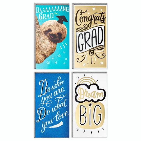 Hallmark Graduation Money Holder Or Gift Card Holder Cards Assortment, Dream Big (4 Cards With Envelopes)