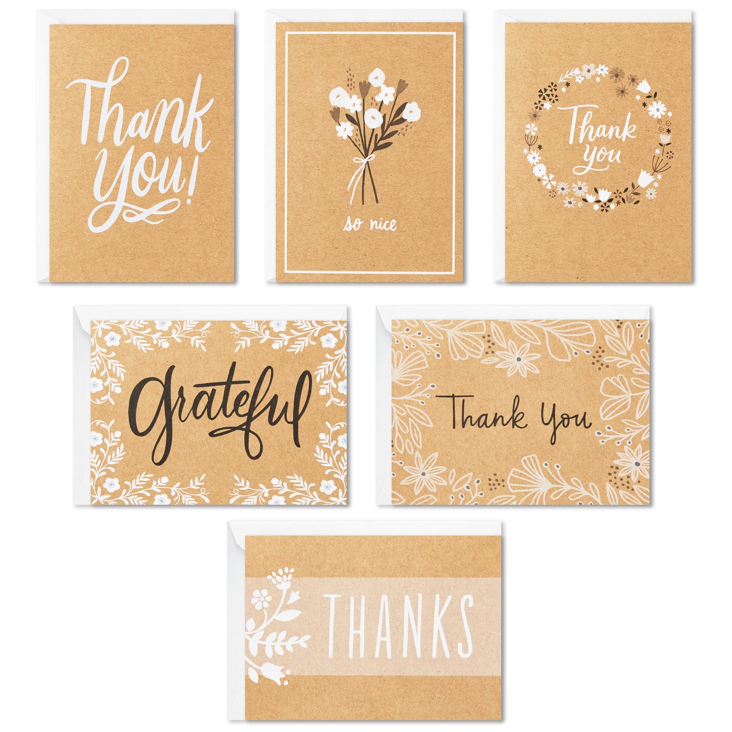 Hallmark Thank You Cards Assortment, Rustic Kraft (48 Thank You Notes With Envelopes)
