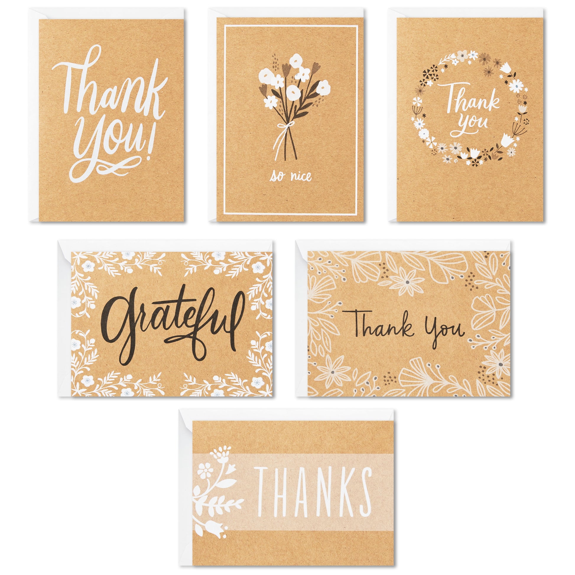 Hallmark Thank You Cards Assortment, Rustic Kraft (48 Thank You Notes With Envelopes)