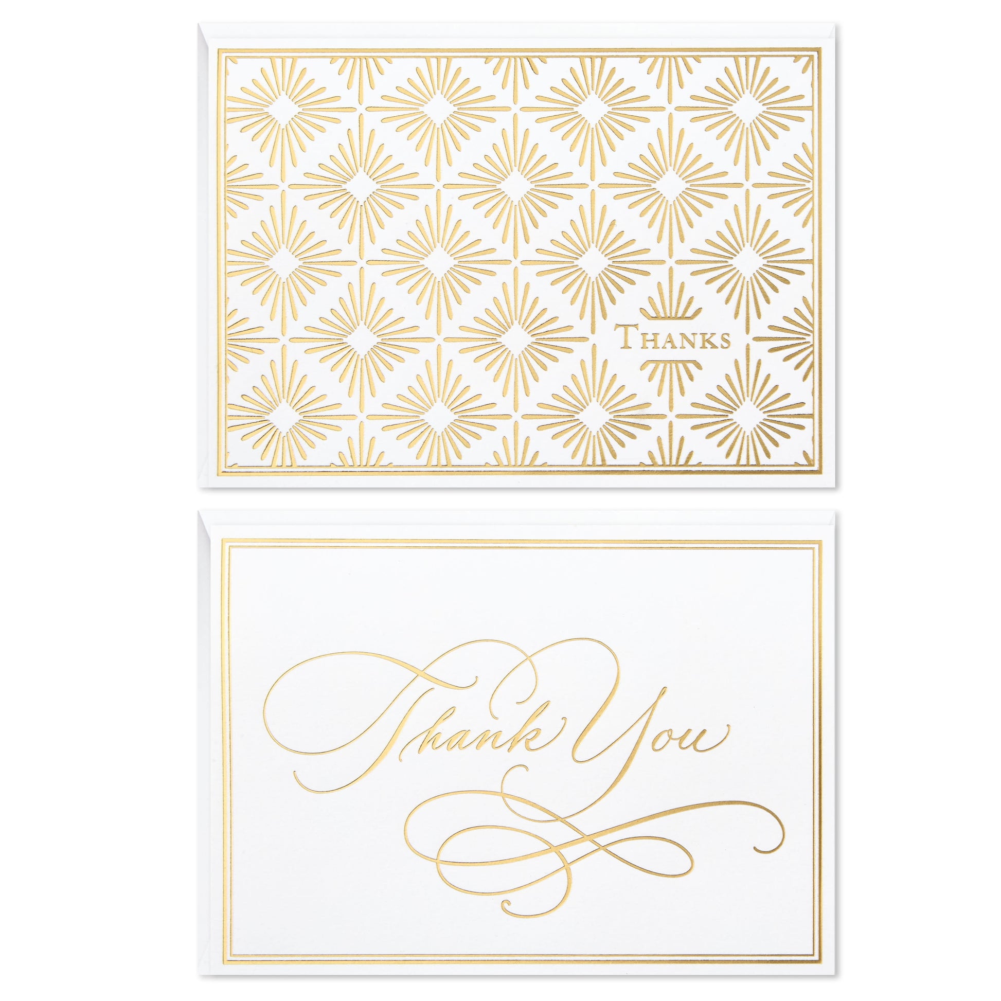 Hallmark Thank You Notes, Greeting Cards (Gold Foil Scroll 50 Cards And Envelopes)