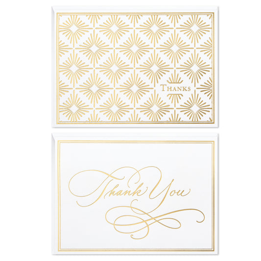 Hallmark Thank You Notes, Greeting Cards (Gold Foil Scroll 50 Cards And Envelopes)