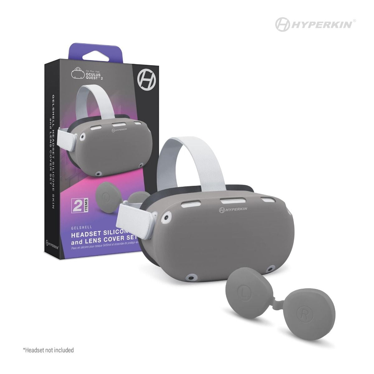 Hyperkin M07496-Gr Gelshell Headset Silicone Skin & Lens Cover Set For Oculus Quest 2