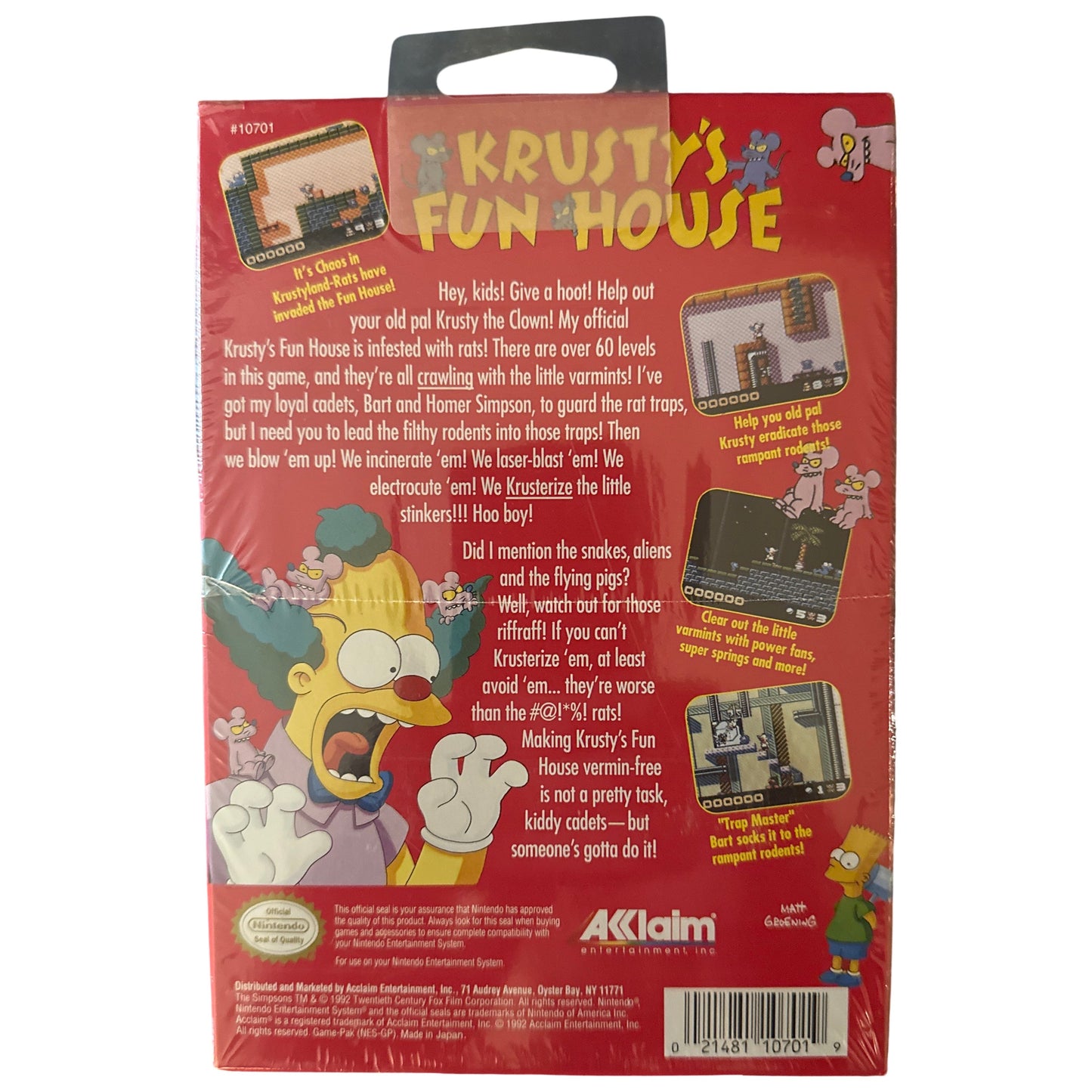 Krusty’s Fun House (Nintendo Entertainment System) – Brand New & Sealed