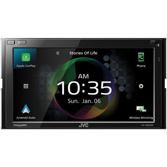 Jvc Mobile Kw-M865Bw 6.8-Inch Double-Din In-Dash All-Digital Media Receiver With Bluetooth, Apple Carplay, Android Auto, And Sir