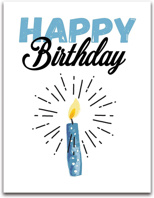 Jumbo Extra-Large Blue Happy Birthday Greeting Card - Measures 11.75 X 9 - Blank On The Inside - Single