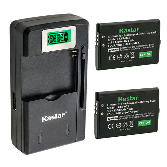 Kastar 2-Pack Battery And Lcd Usb Charger Compatible With Nintendo 3Ds Ctr-003 Rechargeable Battery, Nintendo 2Ds Game Console, 
