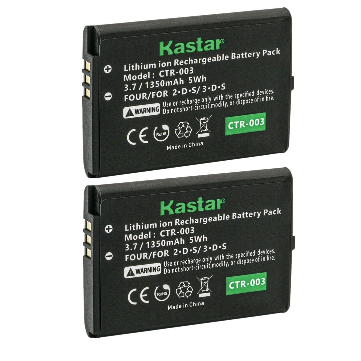 Kastar Battery 2-Pack Replacement For Nintendo 3Ds Ctr-003 Rechargeable Battery, Nintendo 2Ds Game Console, Nintendo 3Ds Game Co
