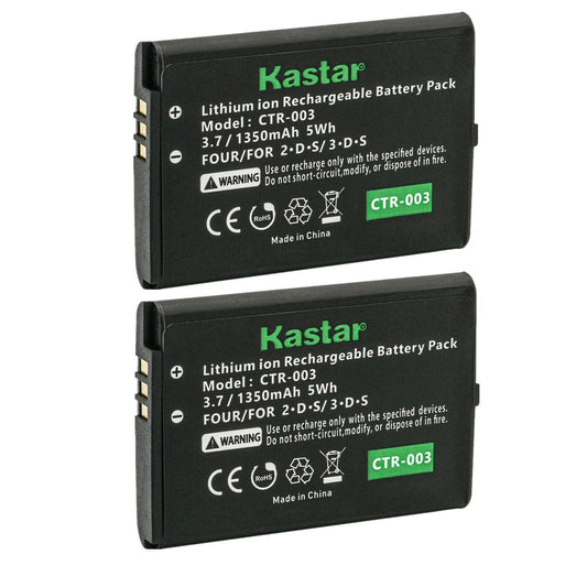 Kastar Battery 2-Pack Replacement For Nintendo 3Ds Ctr-003 Rechargeable Battery, Nintendo 2Ds Game Console, Nintendo 3Ds Game Co