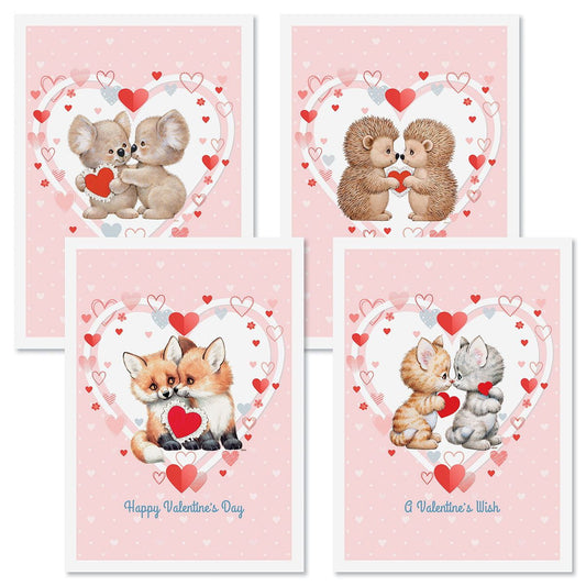 Morehead Charmers Valentine Greeting Cards - Set Of 8 (4 Designs), Large 5 X 7, Valentines Card With Sentiments Inside