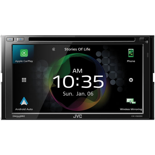 Jvc Mobile Kw-V960Bw 6.8-Inch Double-Din In-Dash Dvd Receiver With Bluetooth, Apple Carplay, Android Auto, And Siriusxm Ready