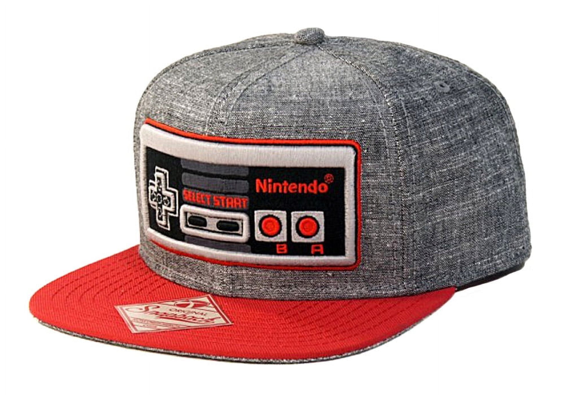 Nintendo Classic Nes Controller - Snapback Hat, Gray And Red, One Size