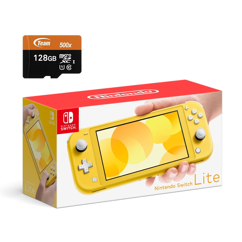 Nintendo Switch Lite Console - Yellow - With 128Gb Micro Sd Card And Adapter
