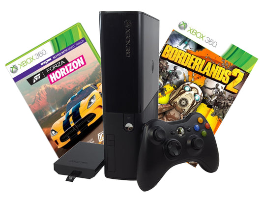 Restored Microsoft Xbox 360 E 250Gb With Borderlands 2 And Forza Horizon Games (Refurbished)