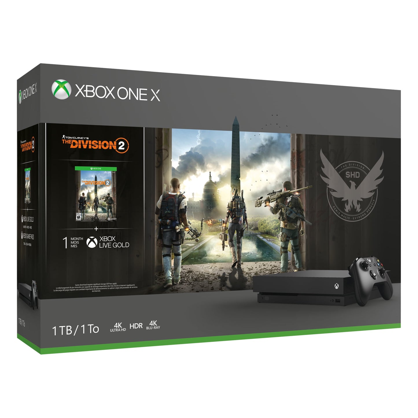 Restored Microsoft Xbox One X 1Tb Division 2 Bundle, Black, Cyv-00255 (Refurbished)