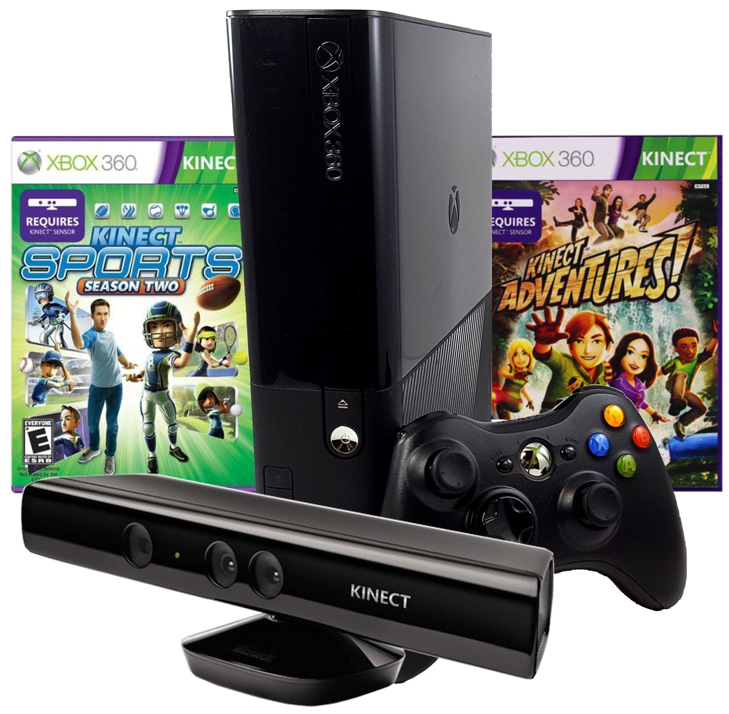 Restored Xbox 360 4Gb Console Kinect Sensor And Kinect Sports Season Two And Adventures (Refurbished)