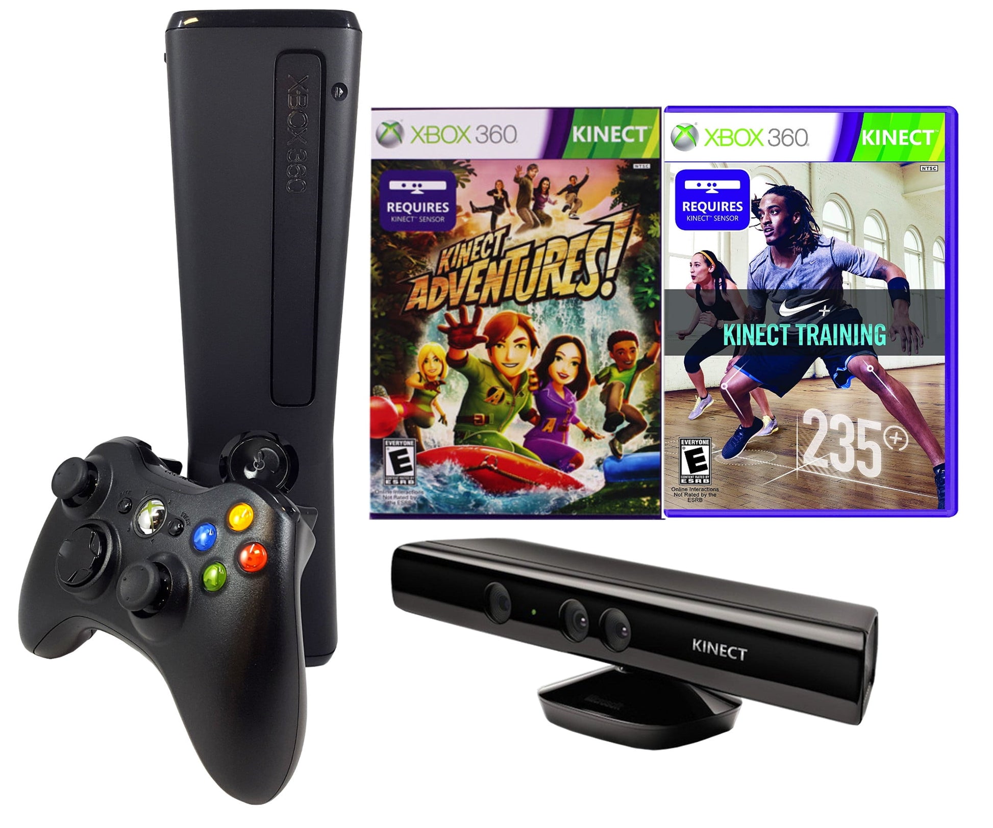 Restored Xbox 360 Slim 4Gb With Kinect Sensor, Adventures, And Nike+ Bundle (Refurbished)
