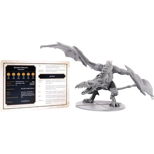 Steamforged Games Dark Souls RPG Guardian Dragon Miniature & Stat Cards - Silver, Model SFDS-RPG006, Cardboard Material
