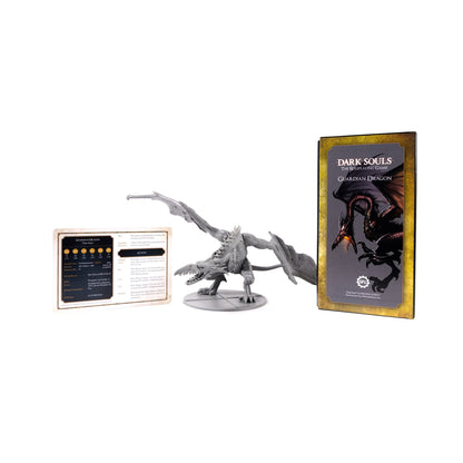 Steamforged Games Dark Souls RPG Guardian Dragon Miniature & Stat Cards - Silver, Model SFDS-RPG006, Cardboard Material