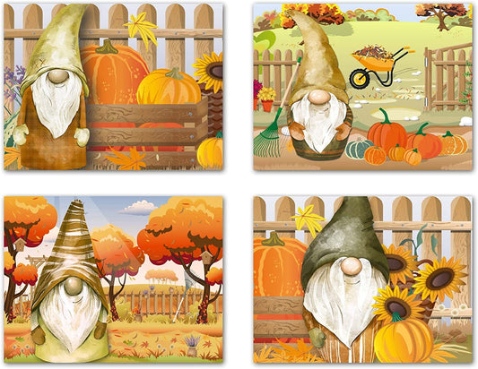 Small World Greetings Fall Gnomes Cards 12 Count - Blank Inside With Envelopes - A2 Size (5.54.25? - Thanksgiving, Fall Events, 