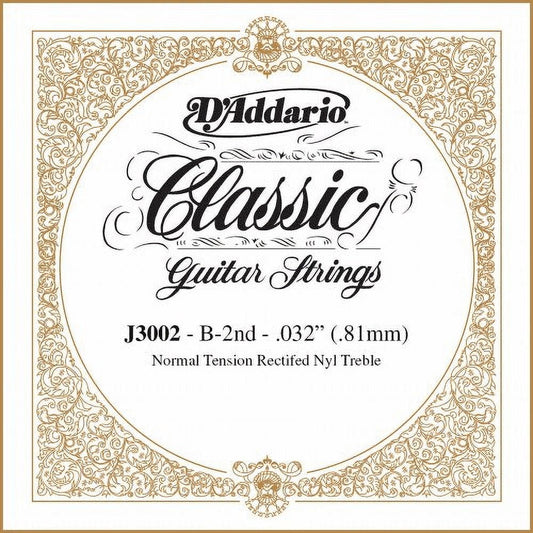 DAddario J3006 Rectified Classical Guitar Single String, Normal Tension, Second String