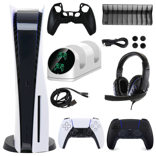 Sony Playstation 5 Core With Extra Black Dualsense Controller And Accessories Kit (Ps5, Playstation Disc Version)