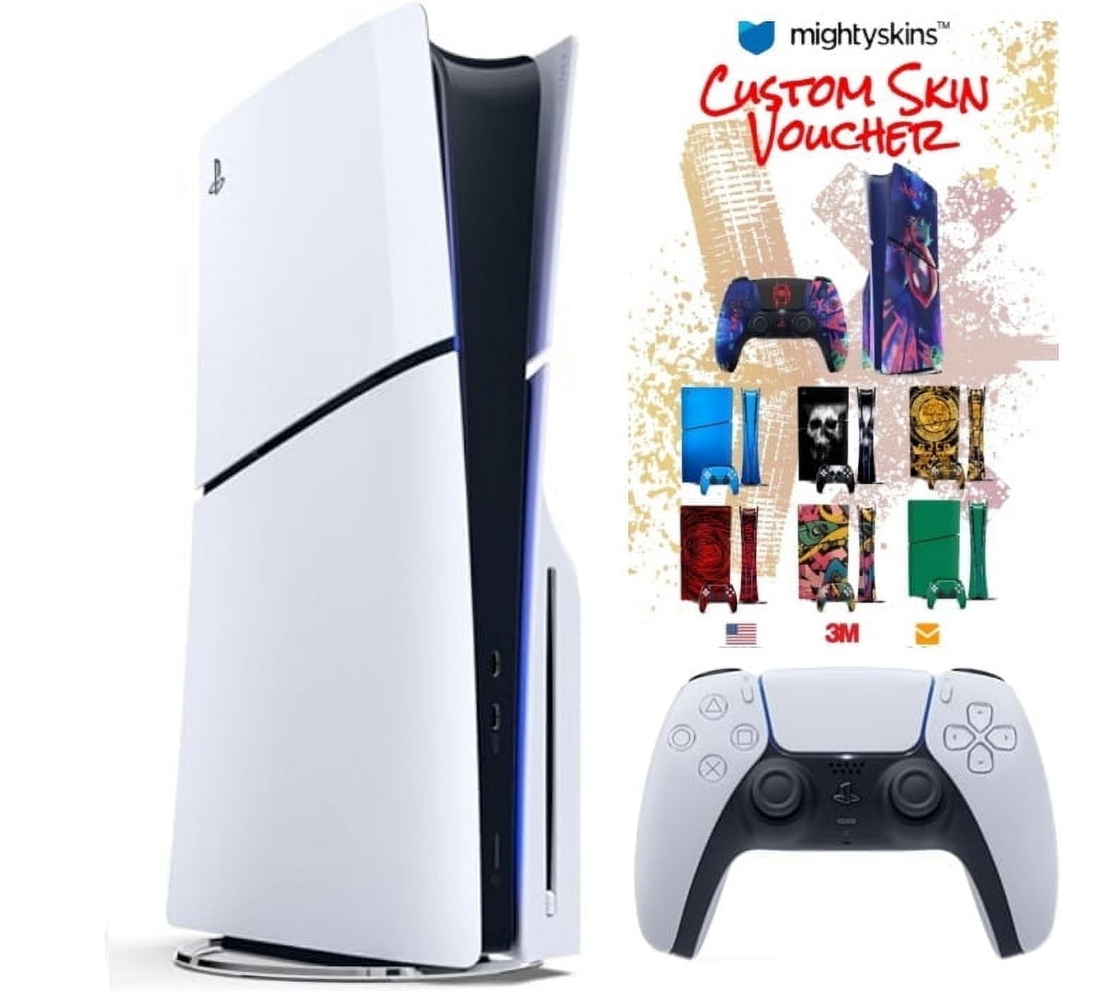 Sony Playstation 5 (Ps5) Disc Console Slim Disc Slim Video Game Console And Mightyskins Custom Skin Voucher -Limited Bundle - (P