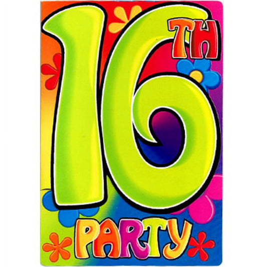 Sweet 16 Groovy Invitations W/ Envelopes (8Ct)