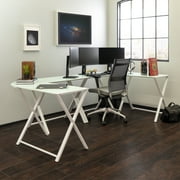 Walker Edison Modern Gaming X Leg Corner Computer Desk, Set Of 2, White