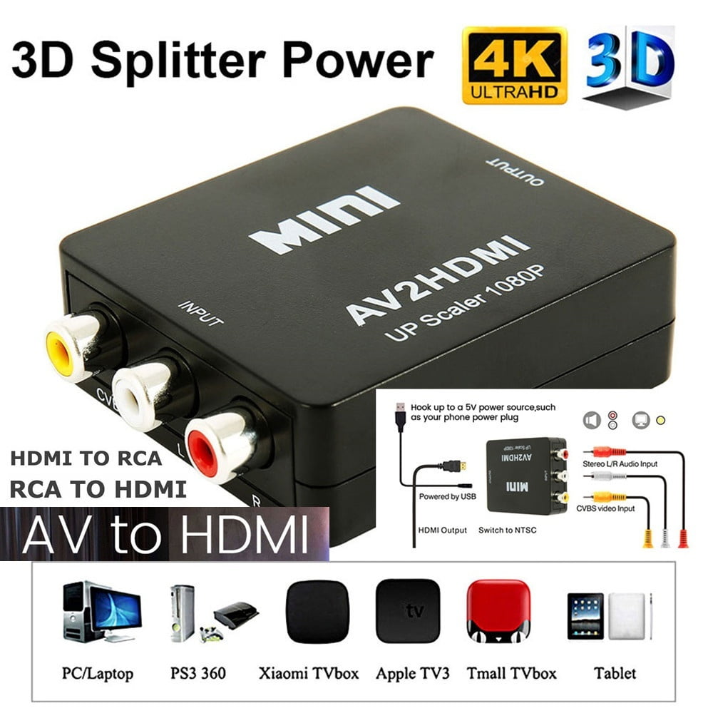Willstar Rca To Hdmi Converter Composite Av Cvbs Video Adapter 720P 1080P Wii Nes Snes