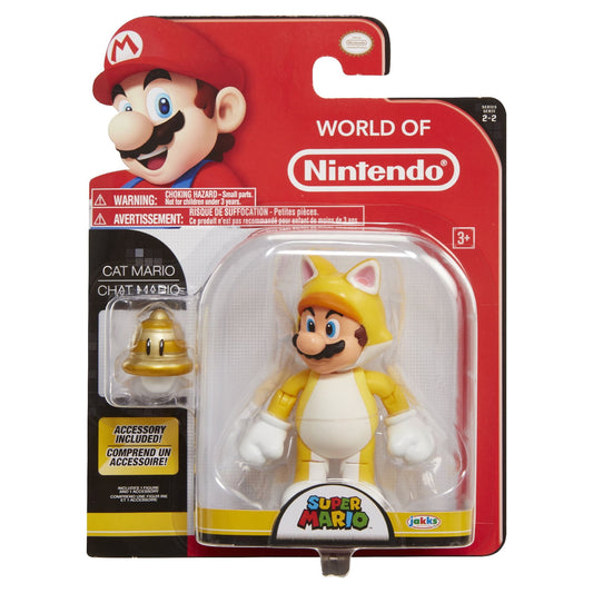 World Of Nintendo 4 Figures Cat Mario W/ Bell