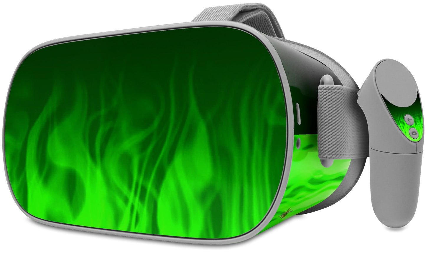 Decal Style Skin Wrap Compatible With Oculus Go Headset - Fire Green (Oculus Not Included)